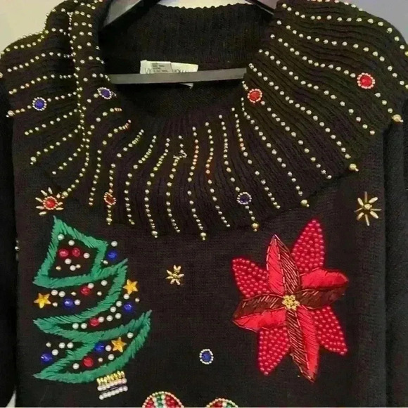 Victoria Harbour Woman Beaded Cowl Christmas Sweater Size 3X Slouchy Tunic - Picture 12 of 15